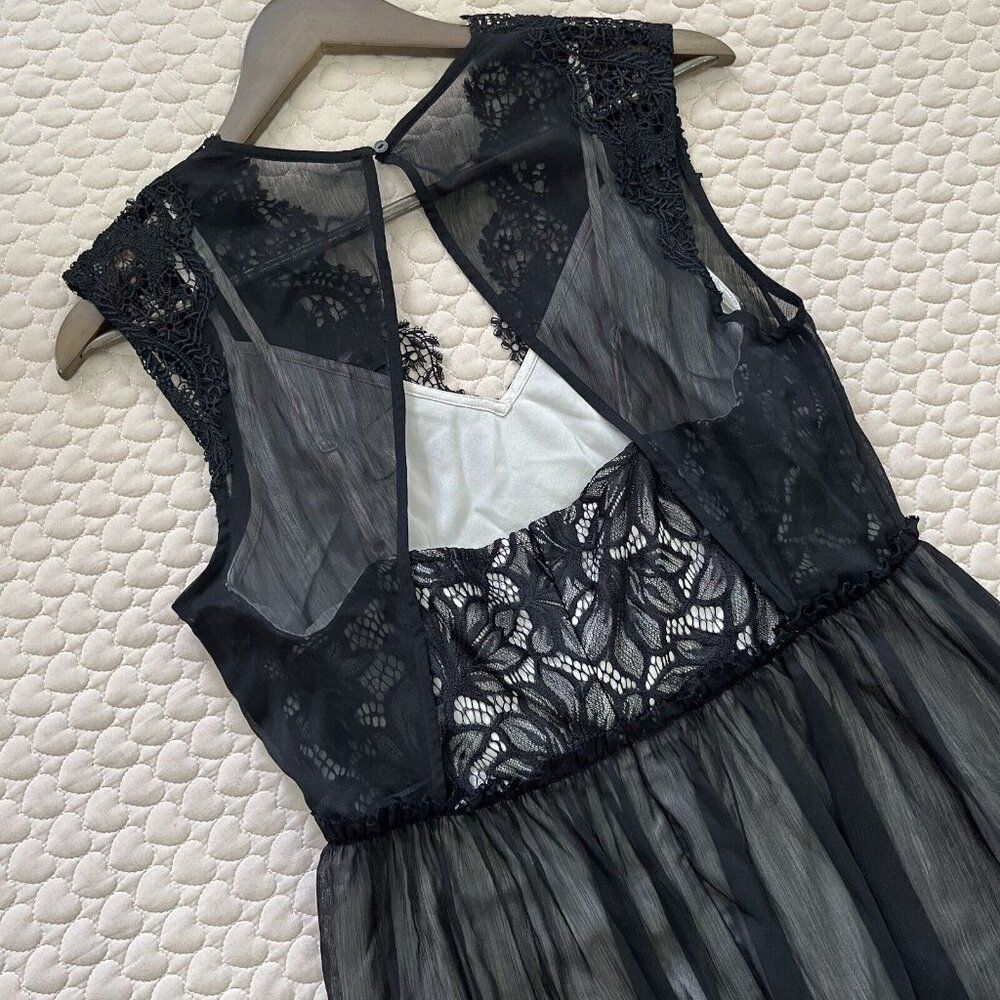 $419 NWT ALLSAINTS Sara Lace Midi Black Dress Size 8 - Picture 11 of 14